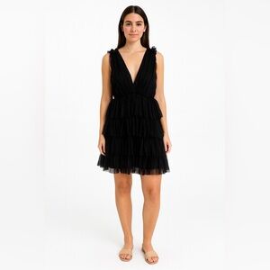 Fate Lace‎ Tiered Mini Dress Size XL Black Dark Romantic Whimsygoth Holiday NYE